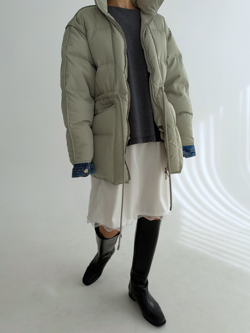 EDITION-P韓國代購26秋季立領抽繩棉服長款棉服可調節口袋立領EDITION-P長款棉服