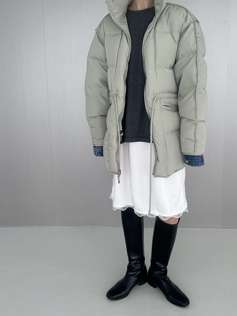 EDITION-P韓國代購26秋季立領抽繩棉服長款棉服可調節口袋立領EDITION-P長款棉服