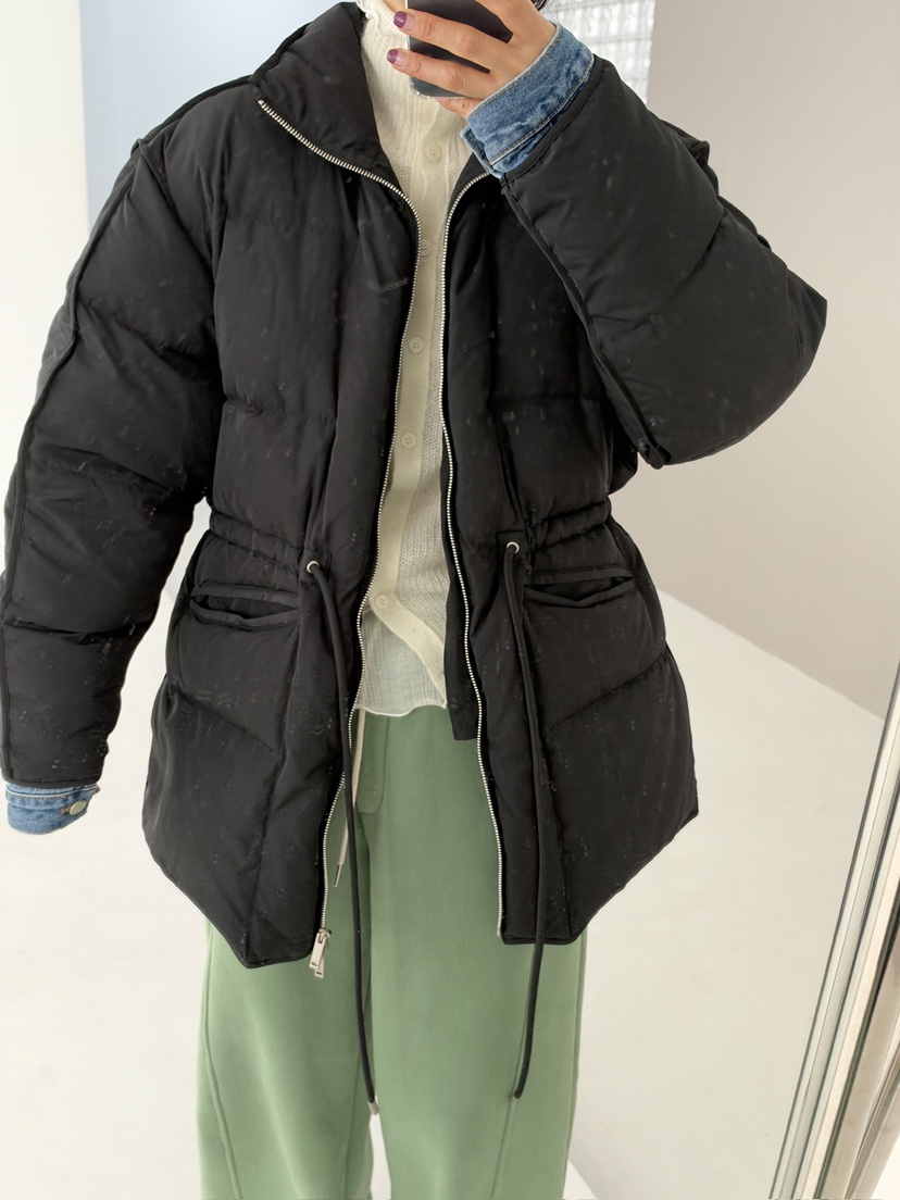 EDITION-P韓國代購26秋季立領抽繩棉服長款棉服可調節口袋立領EDITION-P長款棉服