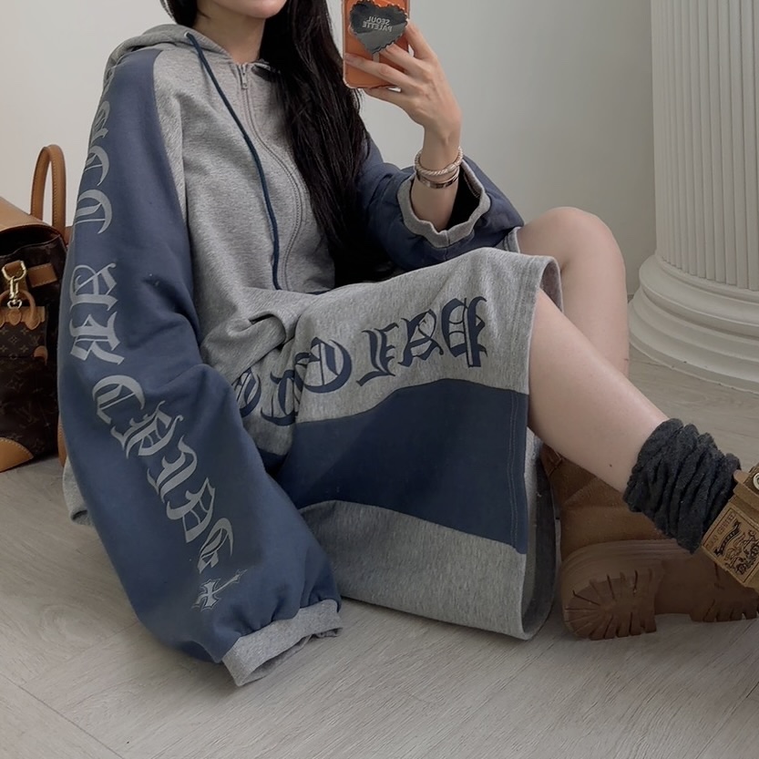 SEOUL PALETTE-Q韓國直郵26秋季拼色撞色休閑短褲口袋印花抽繩SEOUL PALETTE-Q短褲