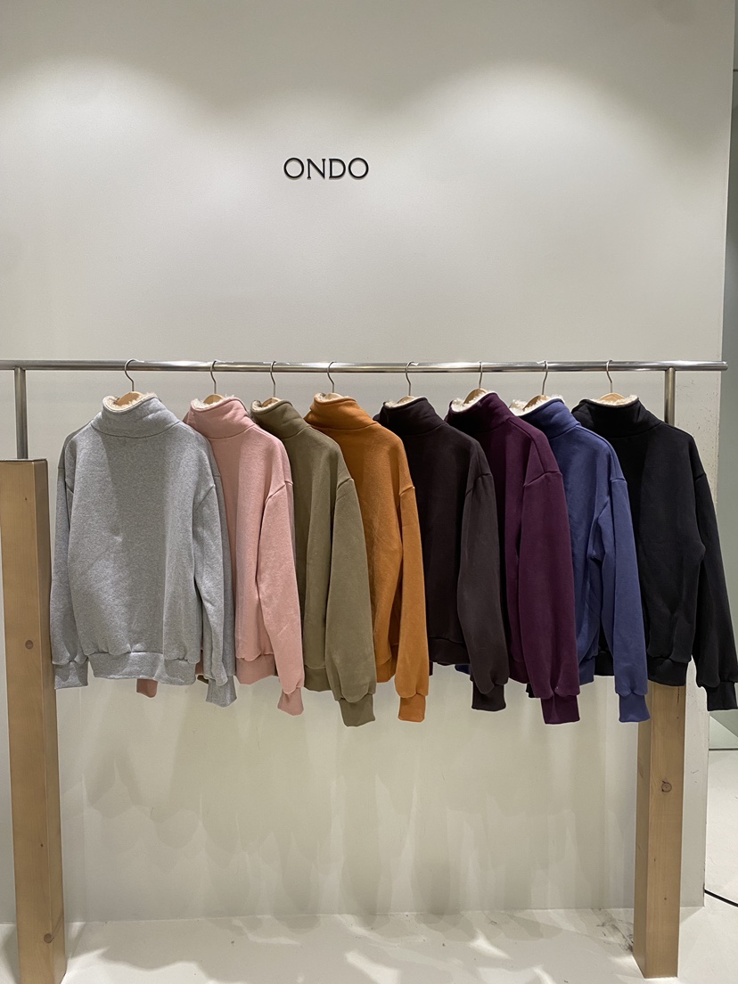 ONDO-P韓國代購26秋季毛絨領印花復古衛衣毛絨抓絨落肩翻領寬ONDO-P衛衣