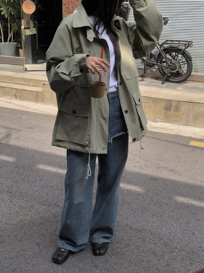 ONDO-P韓國代購26秋季加絨毛邊牛仔裙褲直筒高腰ONDO-P裙褲