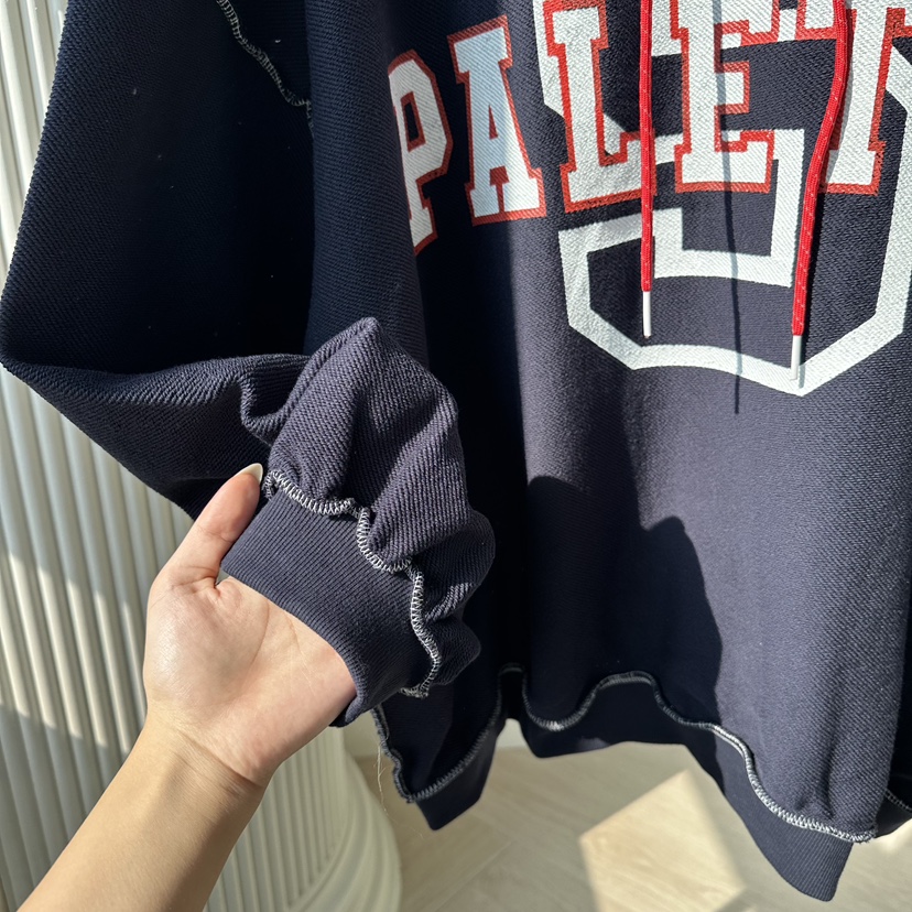 SEOUL PALETTE-Q東大門實拍26秋季oversize毛邊連帽衛衣字母撞SEOUL PALETTE-Q衛衣