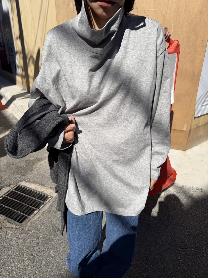 FRANC韓國代購26秋冬寬松高領長袖T恤高領落肩寬松FRANC長袖T恤圖色3