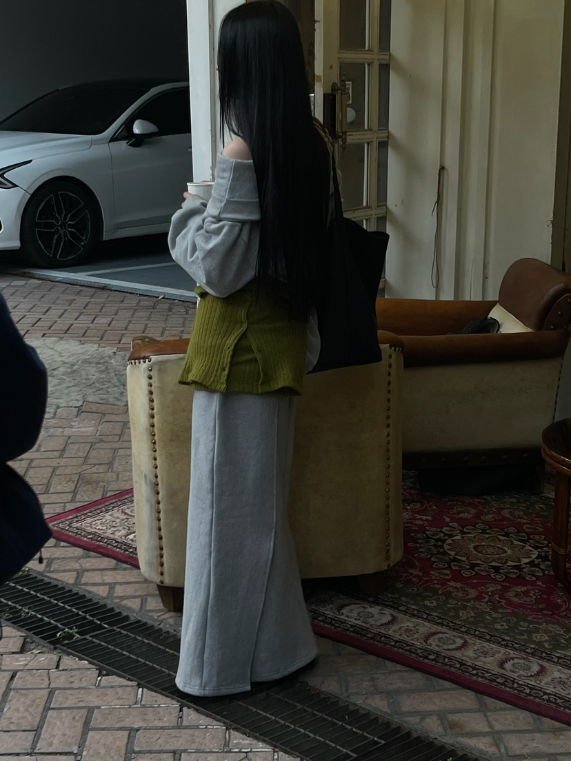 ANOTHER AVENUE東大門實拍26秋季開叉抽繩針織長裙口袋抽繩ANOTHER AVENUE長裙