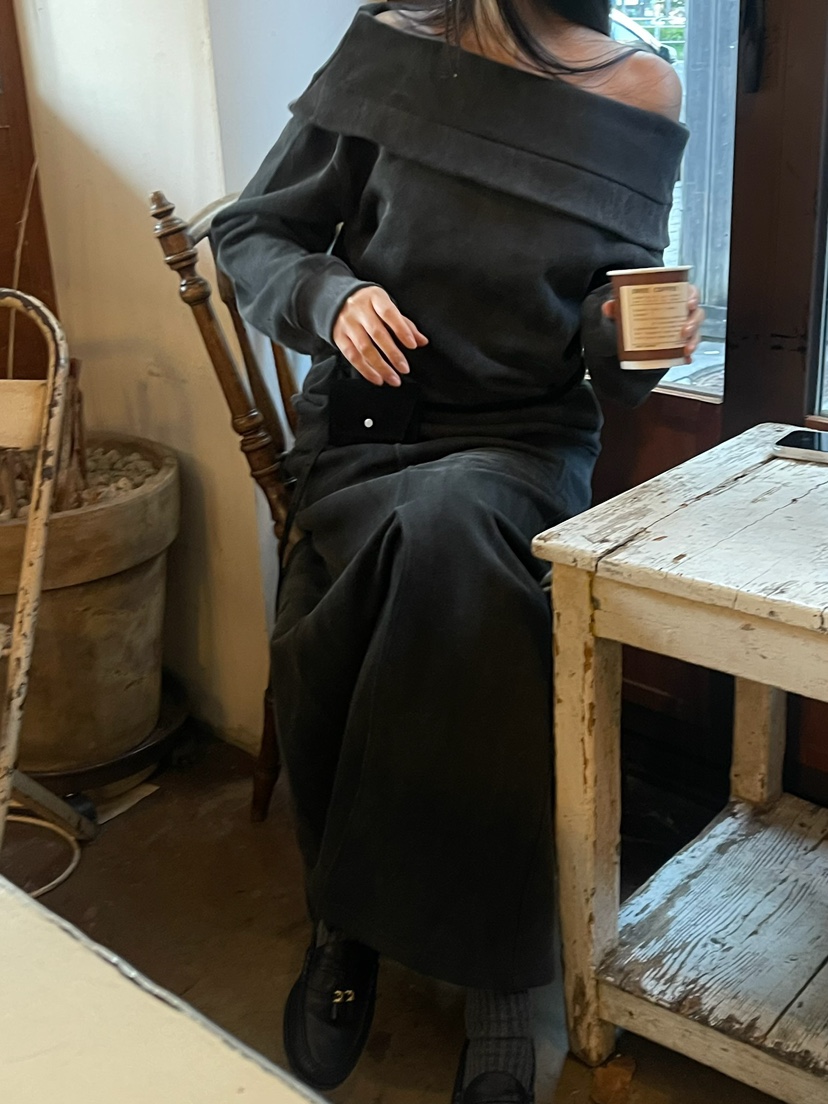 ANOTHER AVENUE東大門實拍26秋季開叉抽繩針織長裙口袋抽繩ANOTHER AVENUE長裙