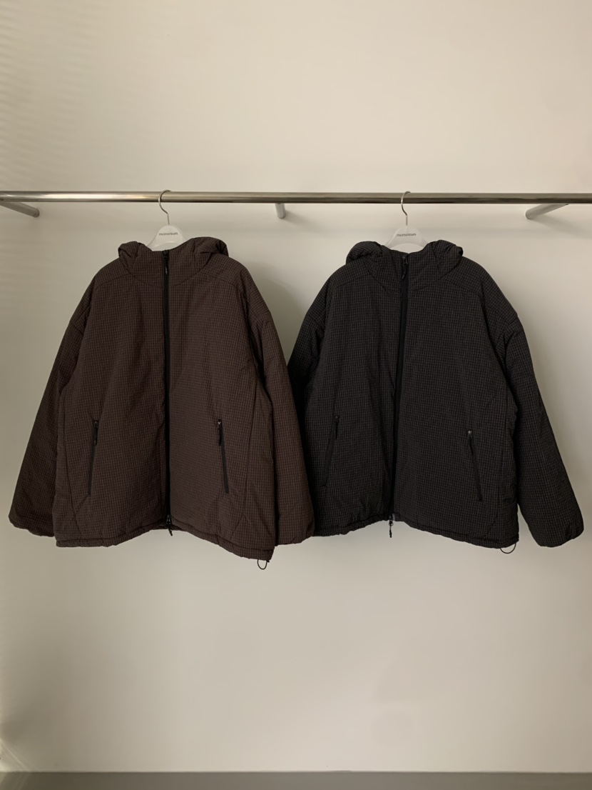 MOMENTUM東大門實拍26秋冬格紋抽繩棉服短款棉服羽絨服口袋抽MOMENTUM短款棉服