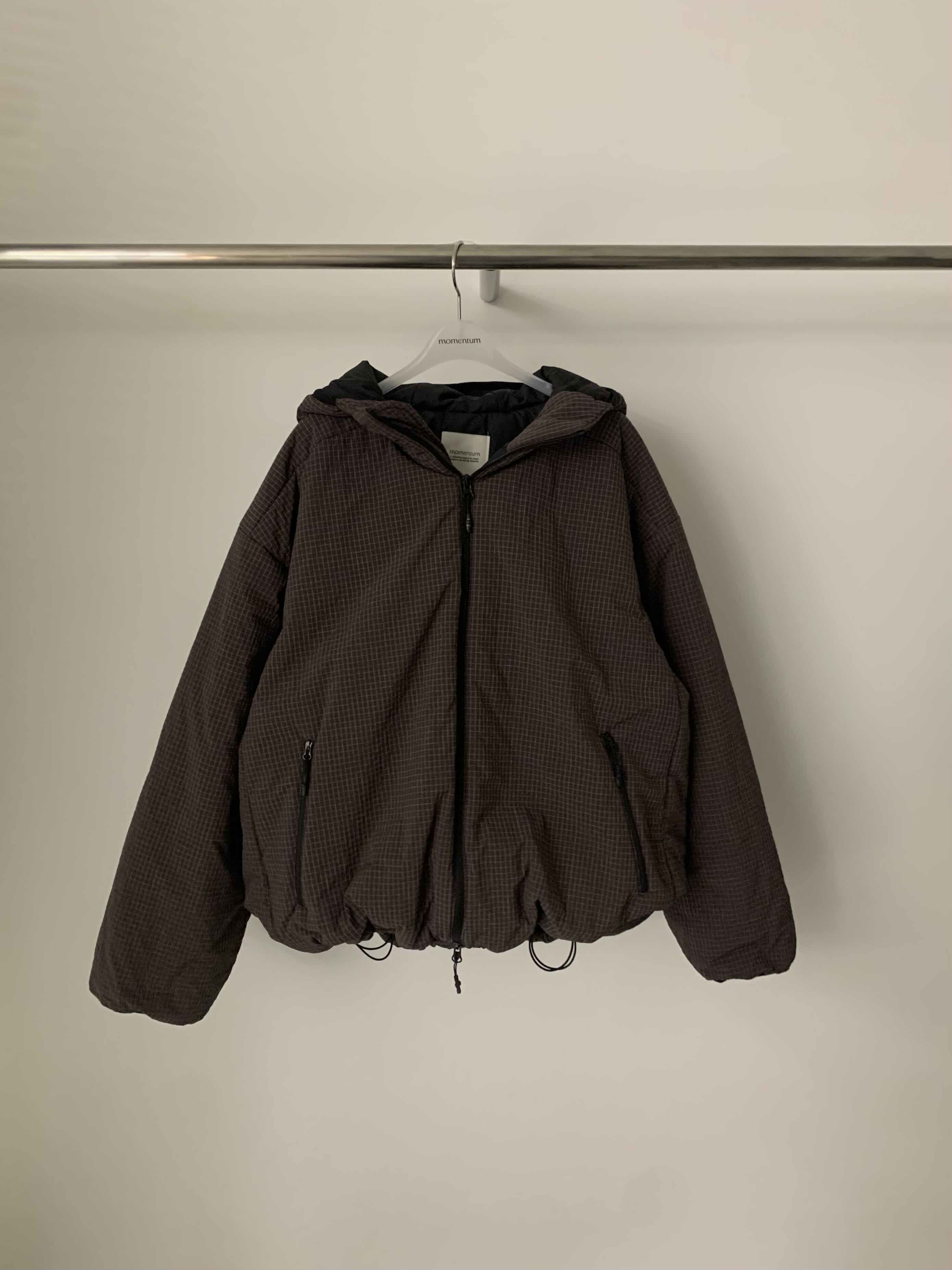 MOMENTUM東大門實拍26秋冬格紋抽繩棉服短款棉服羽絨服口袋抽MOMENTUM短款棉服圖色2