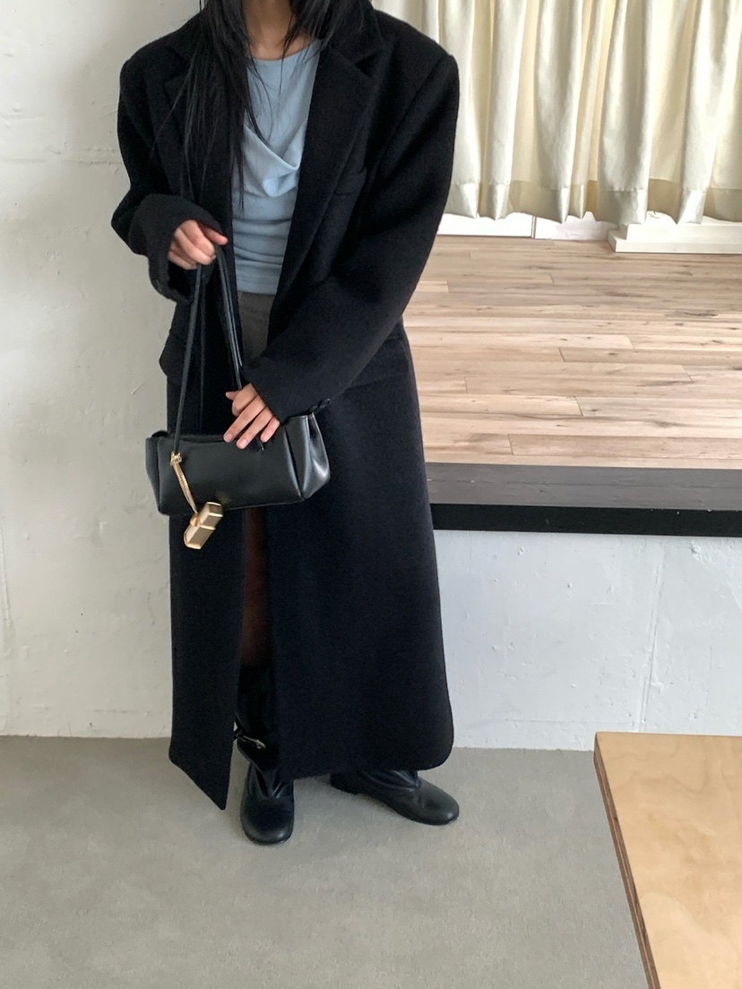 REVE CITE-L東大門代購26秋冬寬松毛呢中長大衣中長款大衣翻駁REVE CITE-L中長款大衣