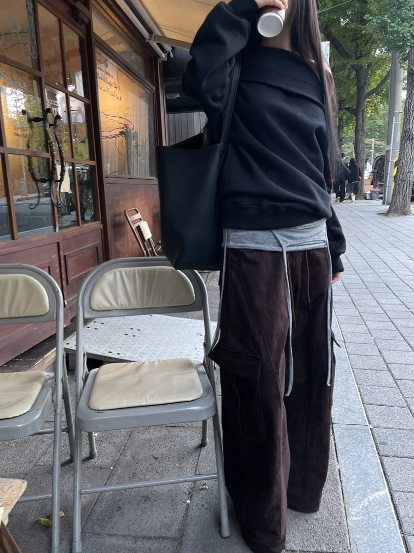 ANOTHER AVENUE東大門直郵26秋季闊腿工裝休閑褲天鵝絨工裝拉ANOTHER AVENUE休閑褲