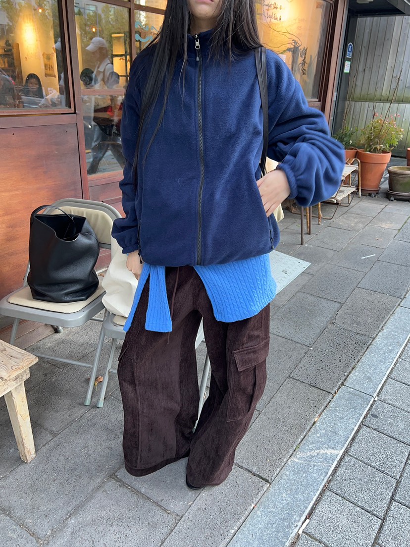 ANOTHER AVENUE東大門直郵26秋季闊腿工裝休閑褲天鵝絨工裝拉ANOTHER AVENUE休閑褲