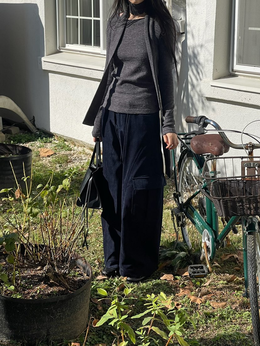ANOTHER AVENUE東大門直郵26秋季闊腿工裝休閑褲天鵝絨工裝拉ANOTHER AVENUE休閑褲