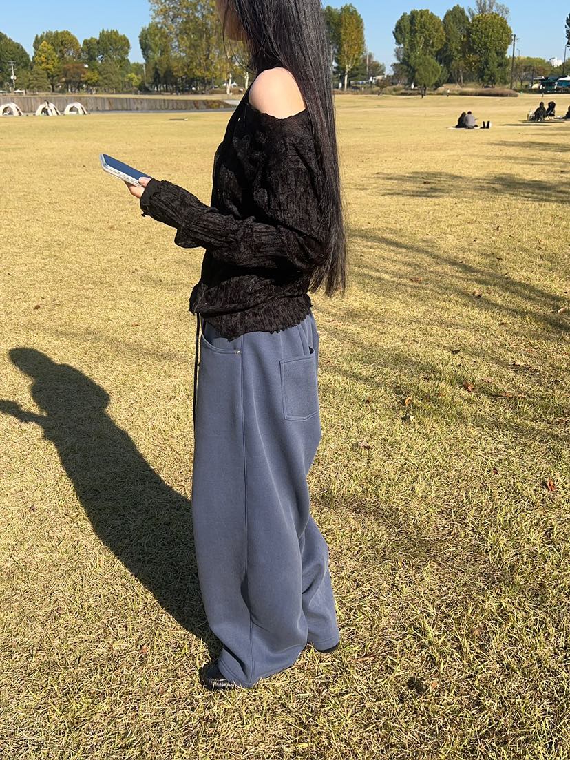 ANOTHER AVENUE韓國代購26秋冬絲絨脖帶褶皺修身長袖T恤天鵝絨ANOTHER AVENUE長袖T恤