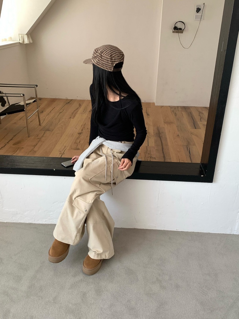 REVE CITE-L韓國直郵26秋季高腰多袋工裝褲休閑褲工裝褲燈芯絨REVE CITE-L休閑褲