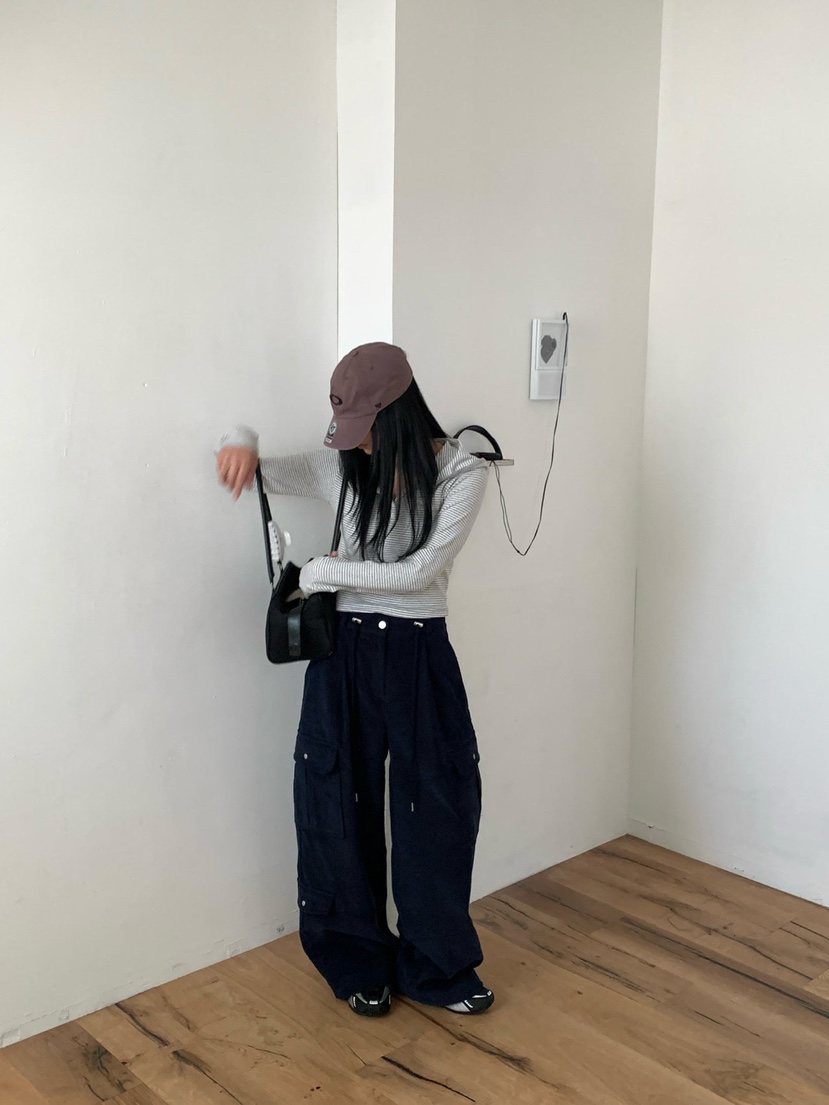 REVE CITE-L韓國直郵26秋季高腰多袋工裝褲休閑褲工裝褲燈芯絨REVE CITE-L休閑褲