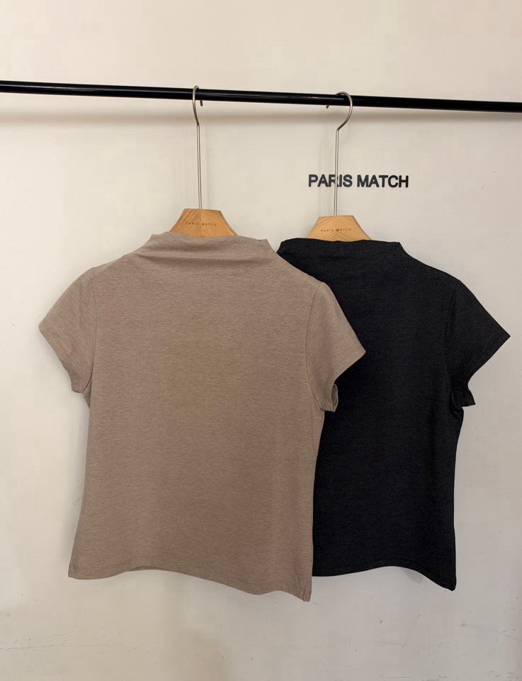 PARIS MATCH東大門代購26秋冬半高領修身短袖T恤修身高領PARIS MATCHT恤