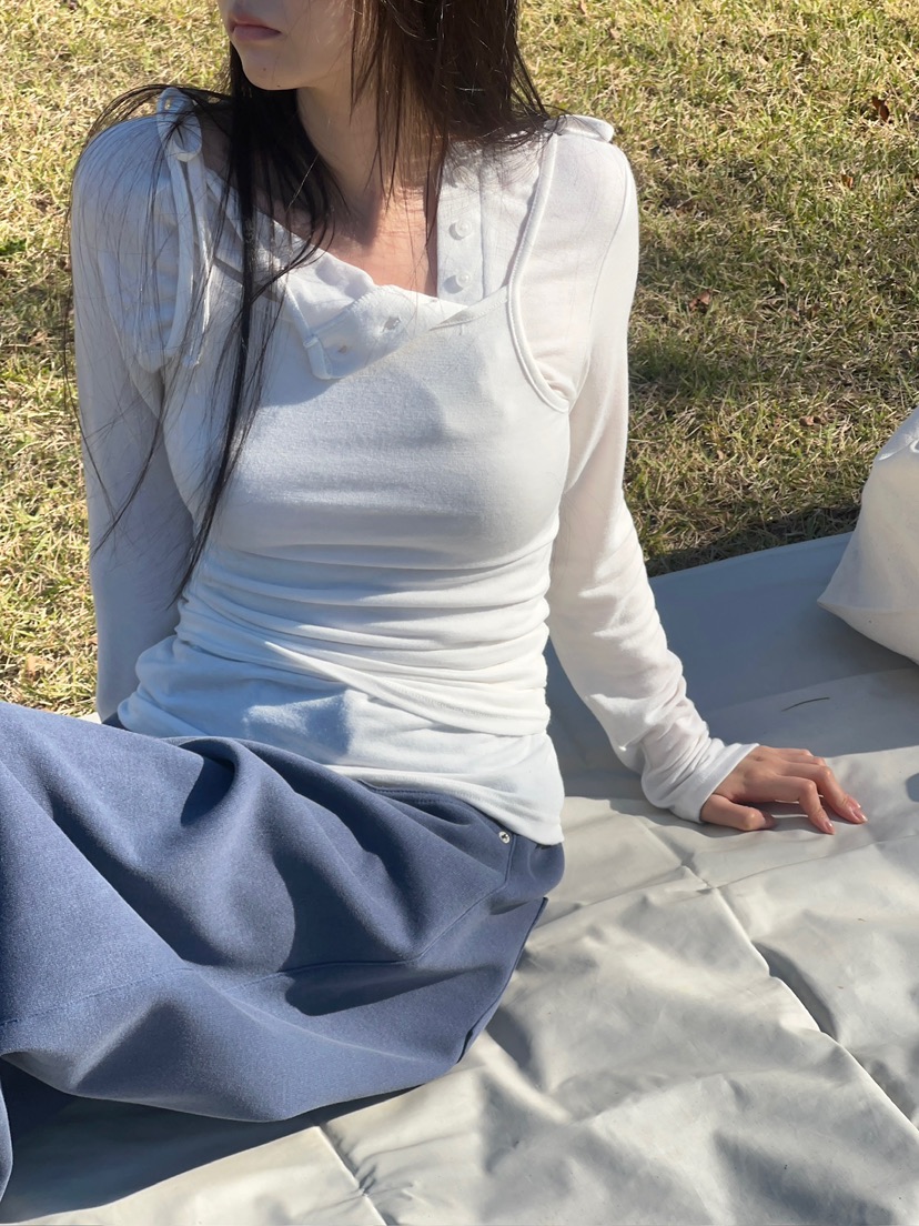 ANOTHER AVENUE韓國直郵26秋季亨利領長袖T恤插肩袖圓領紐扣ANOTHER AVENUE長袖T恤