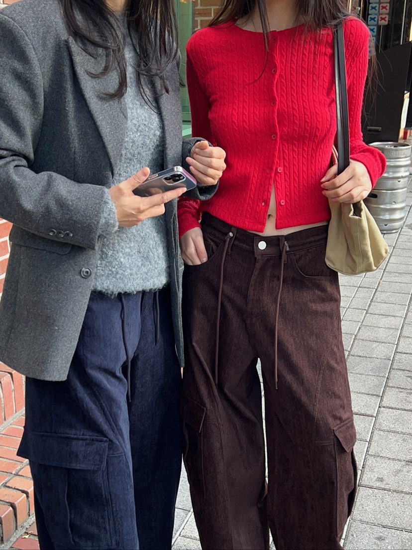 ANOTHER AVENUE東大門實拍26秋冬短款絞花針織開衫單排扣扭曲ANOTHER AVENUE開衫