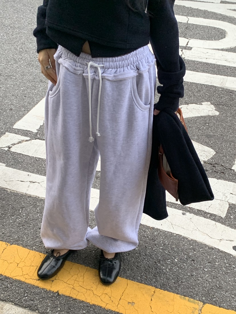 KYEM東大門實拍26秋季加絨束腳休閑褲口袋加絨抽繩KYEM休閑褲
