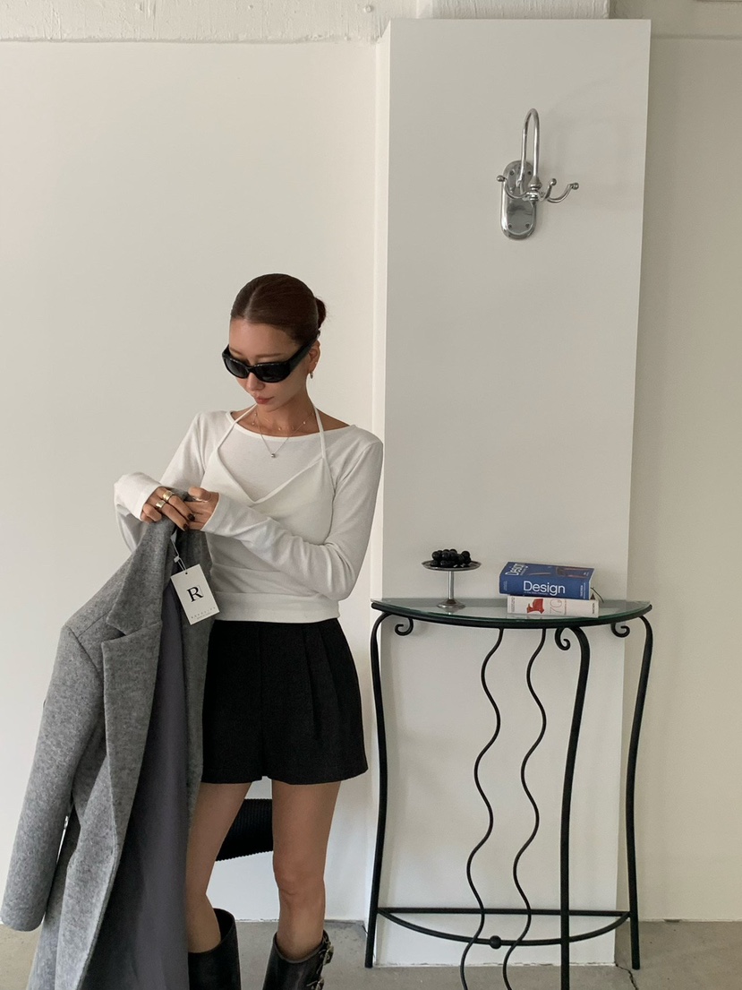 REVE CITE-L東大門實拍26秋冬褶裥西裝短褲抓絨短款褶皺褶裥寬REVE CITE-L短褲
