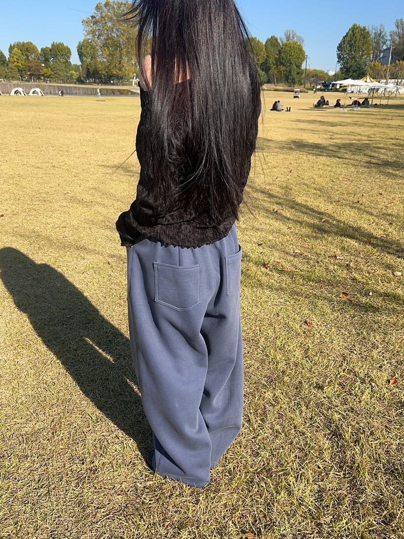 ANOTHER AVENUE韓國代購26秋季磨毛闊腿休閑褲口袋抽繩直筒ANOTHER AVENUE休閑褲