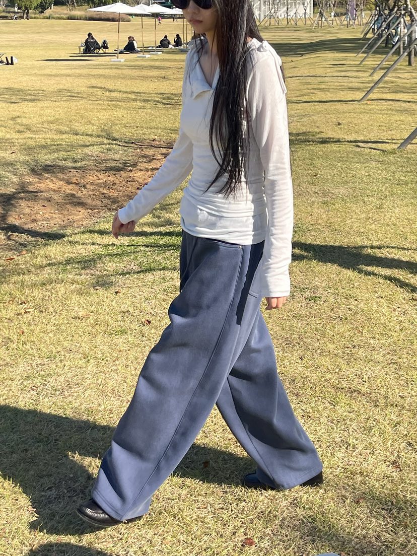 ANOTHER AVENUE韓國代購26秋季磨毛闊腿休閑褲口袋抽繩直筒ANOTHER AVENUE休閑褲