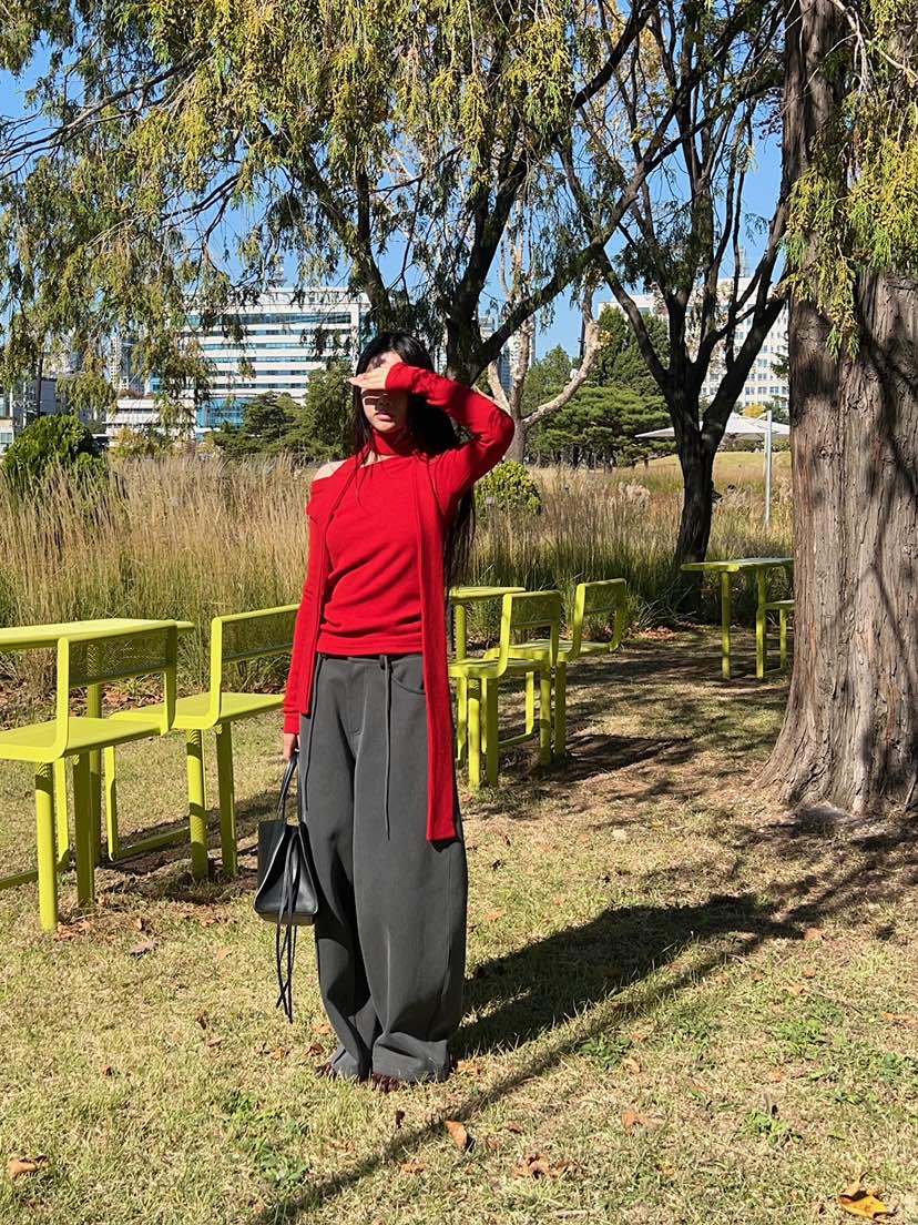 ANOTHER AVENUE韓國代購26秋季磨毛闊腿休閑褲口袋抽繩直筒ANOTHER AVENUE休閑褲