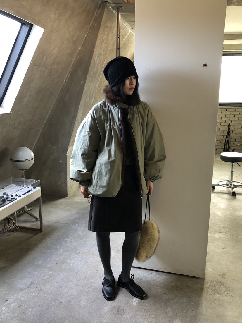 MURMUR東大門實拍26秋季短款毛領派克棉服短款棉服落肩寬松MURMUR短款棉服