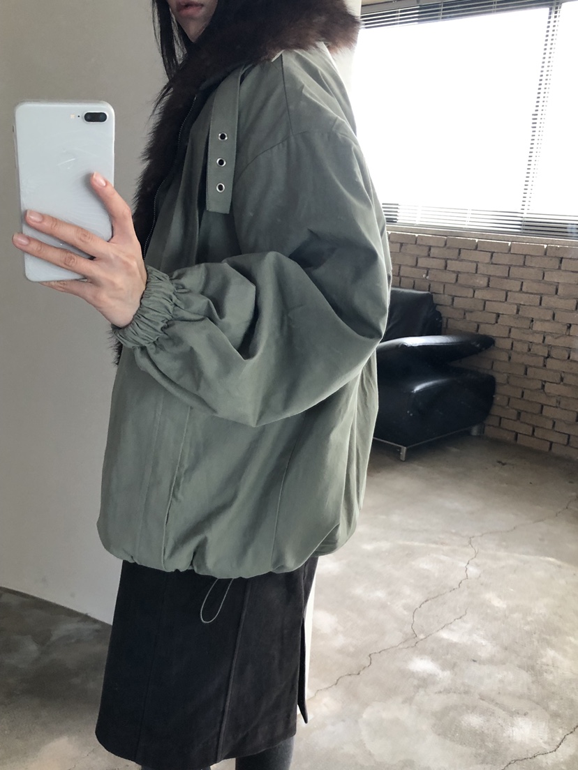 MURMUR東大門實拍26秋季短款毛領派克棉服短款棉服落肩寬松MURMUR短款棉服
