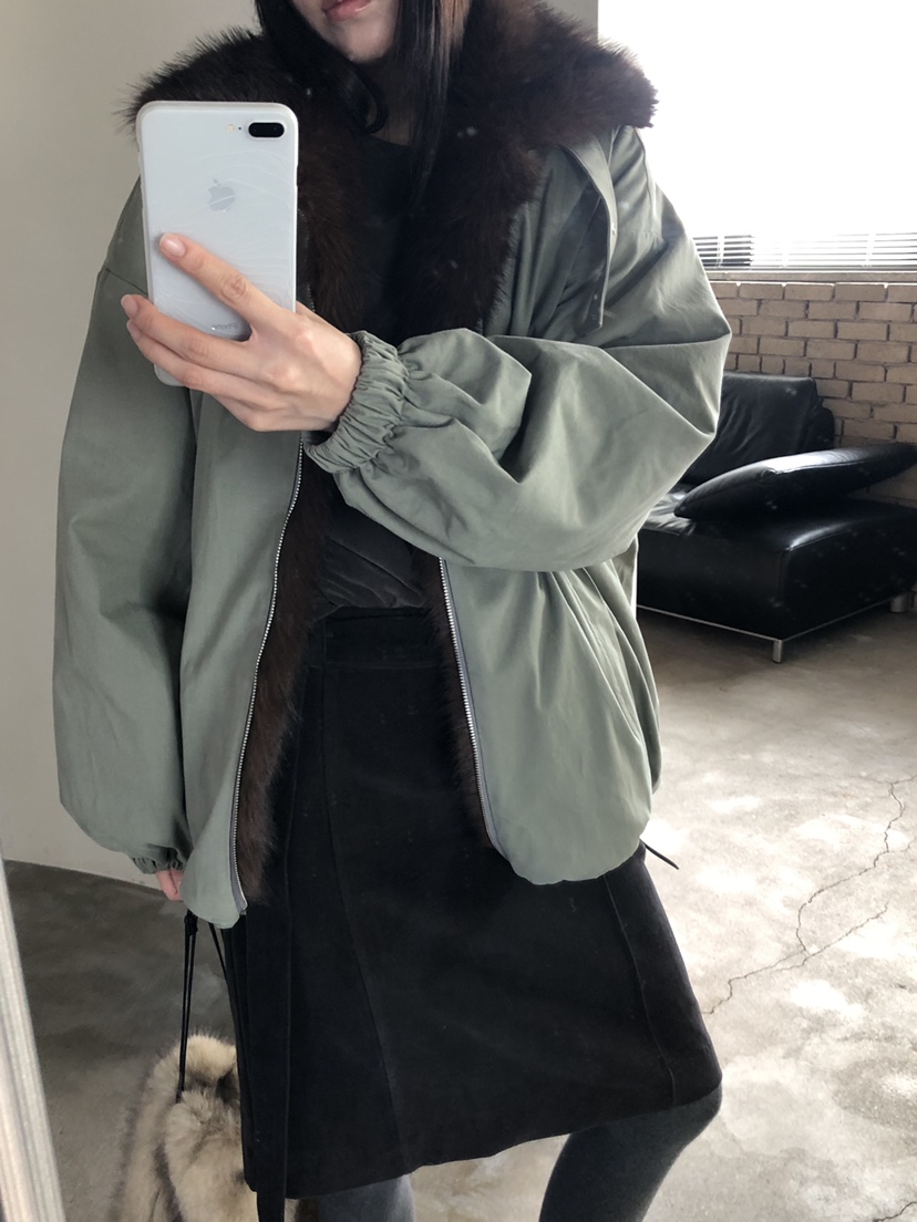 MURMUR東大門實拍26秋季短款毛領派克棉服短款棉服落肩寬松MURMUR短款棉服