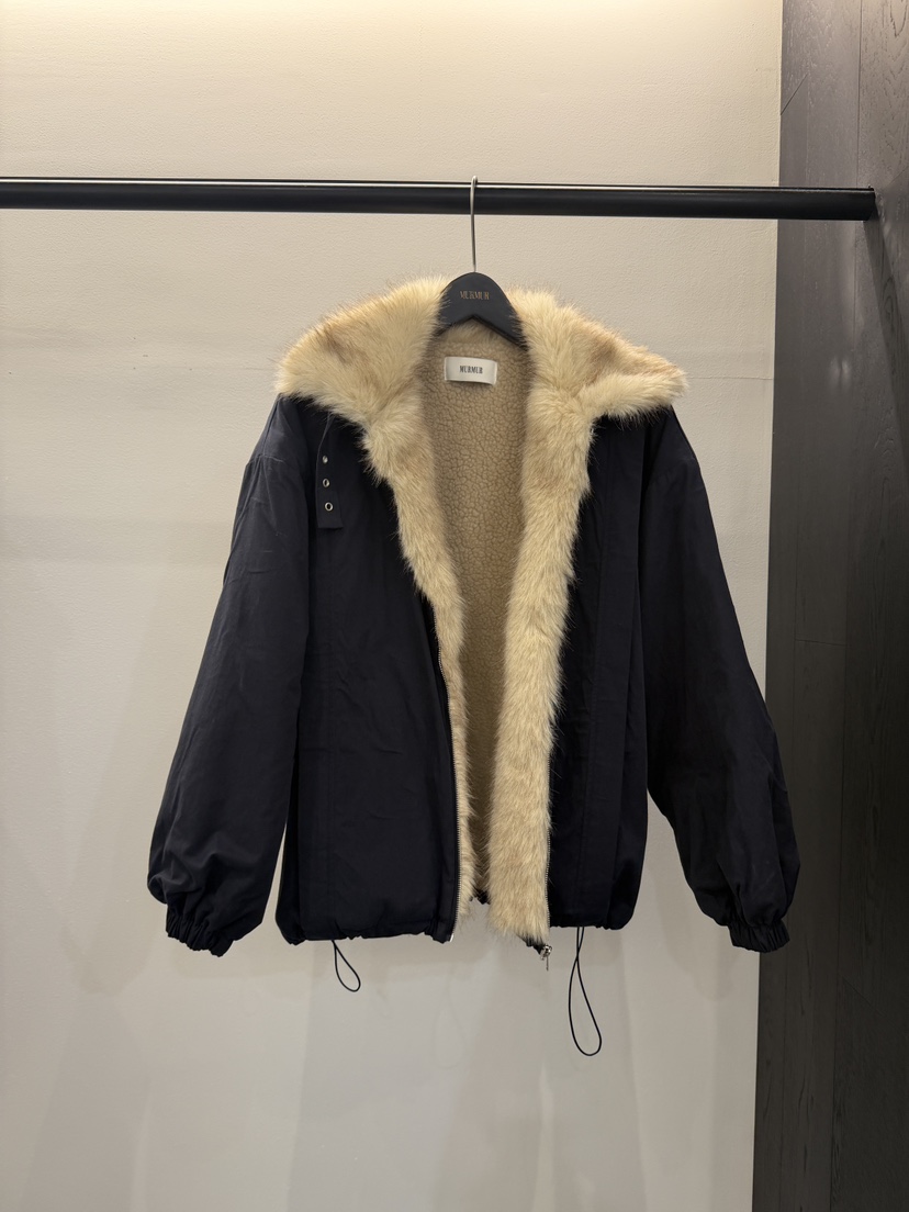 MURMUR東大門實拍26秋季短款毛領派克棉服短款棉服落肩寬松MURMUR短款棉服圖色2