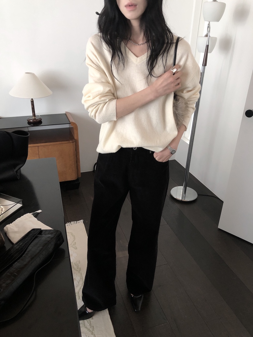 LE BUTTER東大門代購26秋冬高腰直筒燈芯絨褲休閑褲不含腰帶直LE BUTTER休閑褲