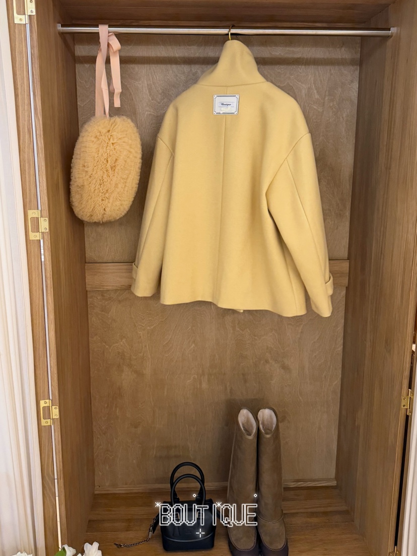 BOUTIQUE-L東大門直郵26秋季短款立領蝴蝶結大衣短款大衣蝴蝶BOUTIQUE-L短款大衣