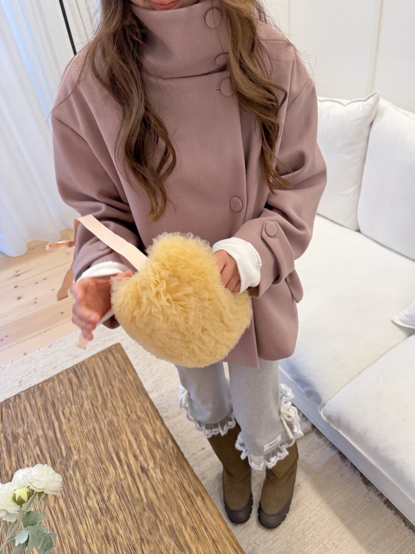 BOUTIQUE-L東大門直郵26秋季短款立領蝴蝶結大衣短款大衣蝴蝶BOUTIQUE-L短款大衣