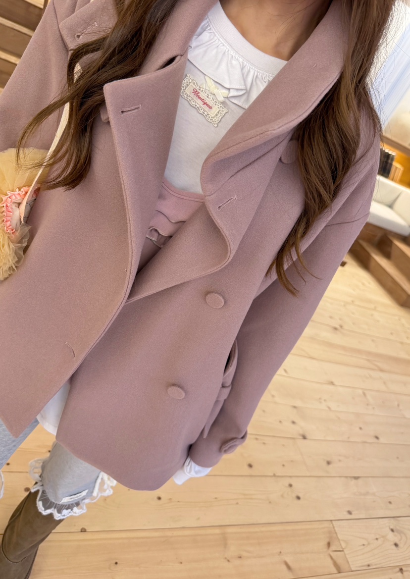 BOUTIQUE-L東大門直郵26秋季短款立領蝴蝶結大衣短款大衣蝴蝶BOUTIQUE-L短款大衣