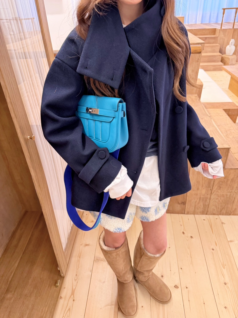 BOUTIQUE-L東大門直郵26秋季短款立領蝴蝶結大衣短款大衣蝴蝶BOUTIQUE-L短款大衣