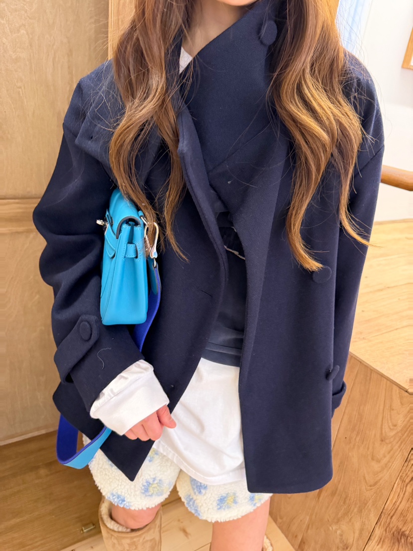 BOUTIQUE-L東大門直郵26秋季短款立領蝴蝶結大衣短款大衣蝴蝶BOUTIQUE-L短款大衣