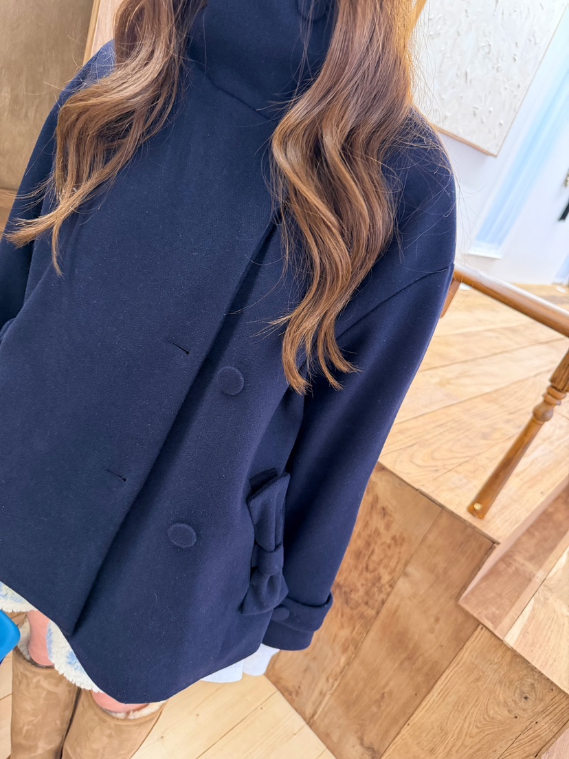 BOUTIQUE-L東大門直郵26秋季短款立領蝴蝶結大衣短款大衣蝴蝶BOUTIQUE-L短款大衣