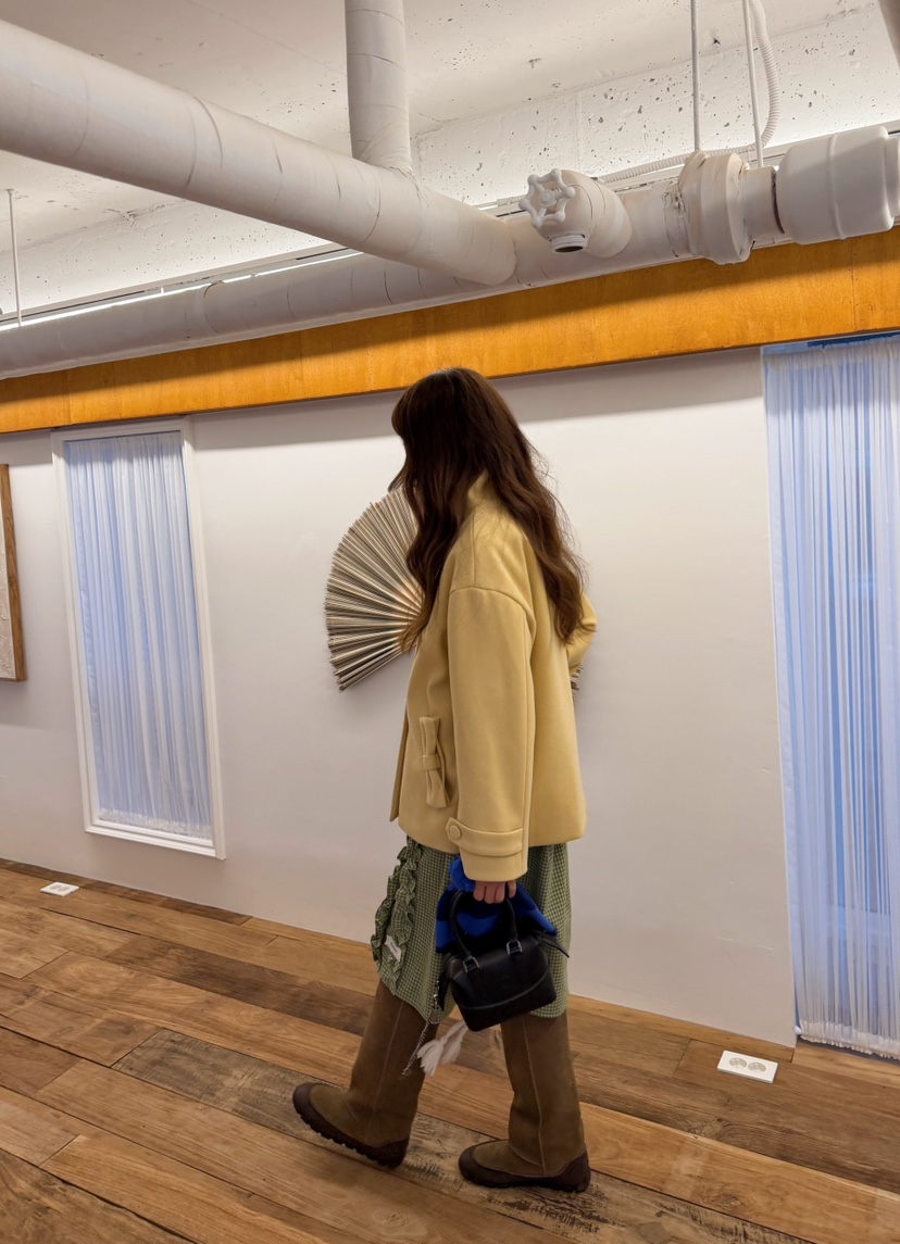 BOUTIQUE-L東大門直郵26秋季短款立領蝴蝶結大衣短款大衣蝴蝶BOUTIQUE-L短款大衣