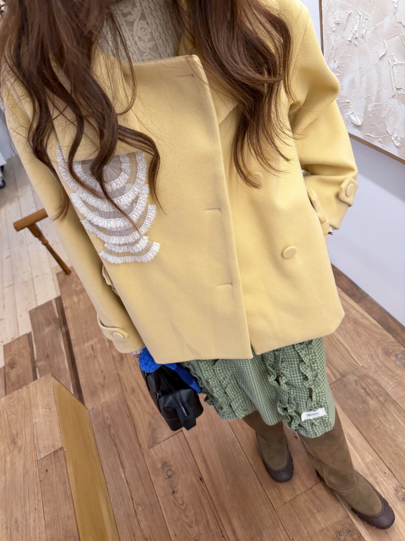 BOUTIQUE-L東大門直郵26秋季短款立領蝴蝶結大衣短款大衣蝴蝶BOUTIQUE-L短款大衣