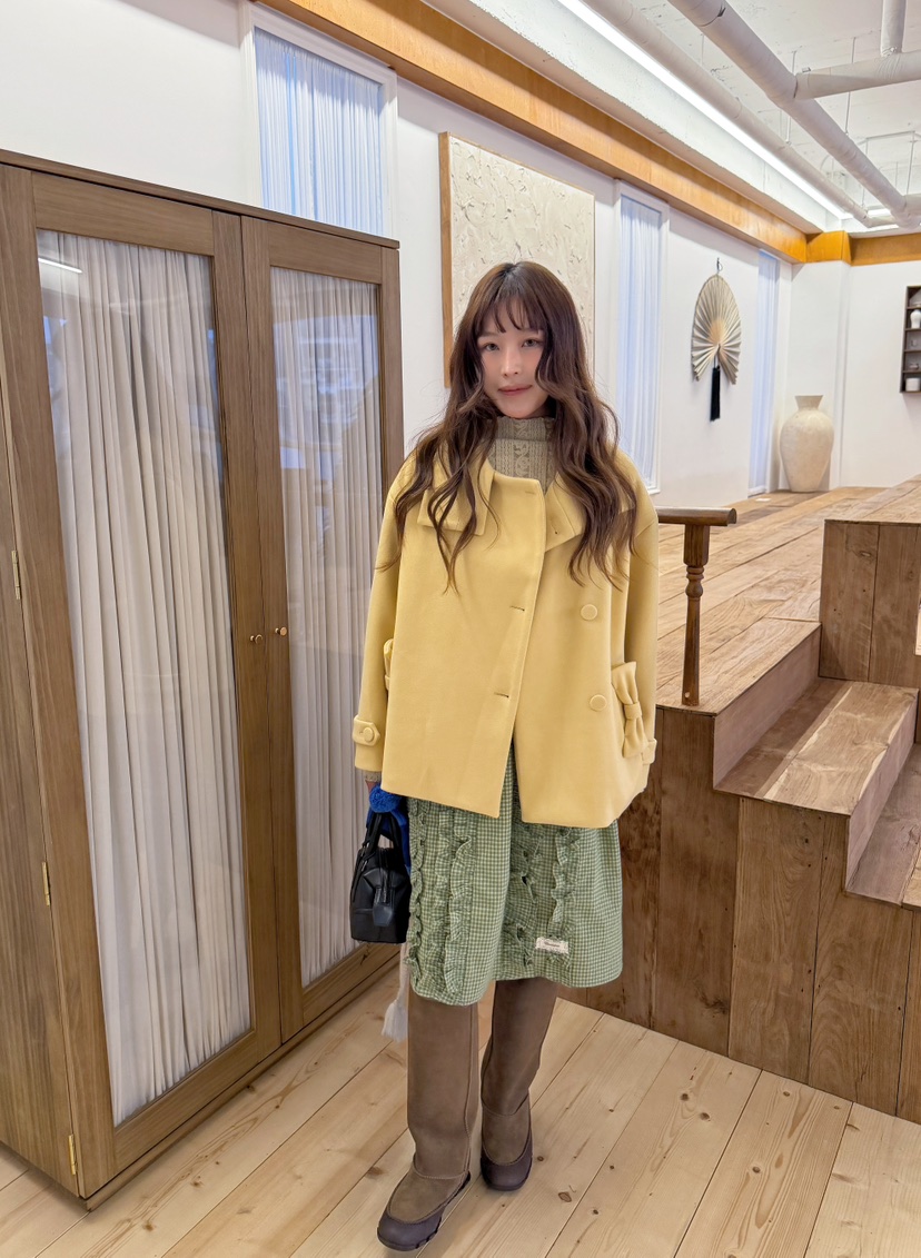 BOUTIQUE-L東大門直郵26秋季短款立領蝴蝶結大衣短款大衣蝴蝶BOUTIQUE-L短款大衣