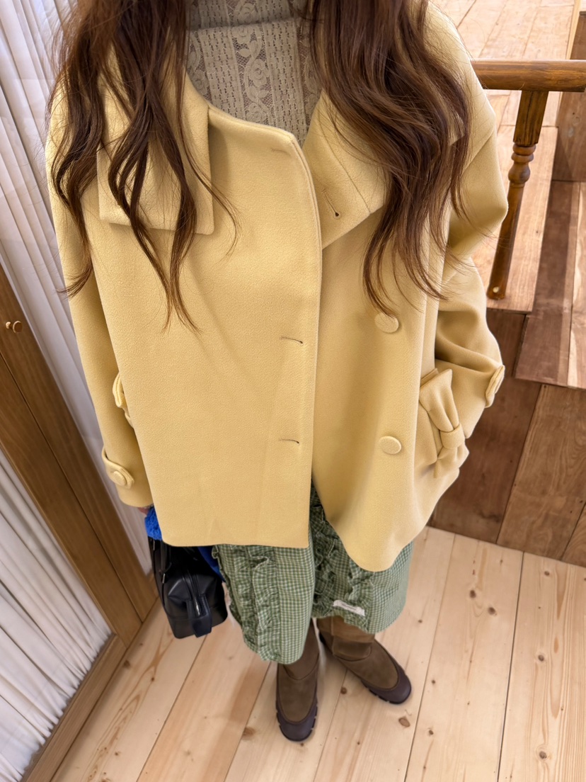 BOUTIQUE-L東大門直郵26秋季短款立領蝴蝶結大衣短款大衣蝴蝶BOUTIQUE-L短款大衣