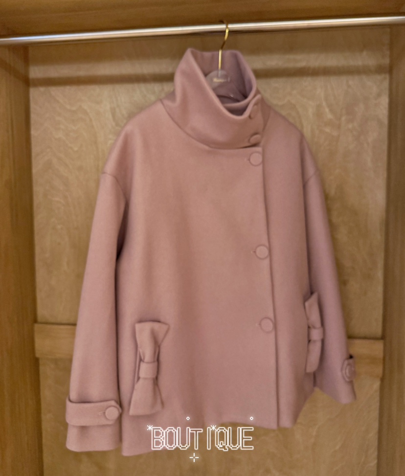 BOUTIQUE-L東大門直郵26秋季短款立領蝴蝶結大衣短款大衣蝴蝶BOUTIQUE-L短款大衣圖色2