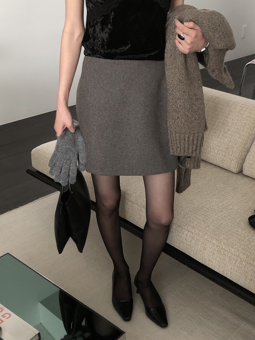 LE BUTTER東大門直郵26秋季直筒高腰羊毛迷你短裙直筒高腰LE BUTTER短裙