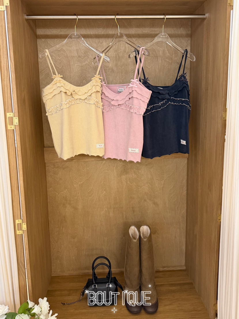 BOUTIQUE-L東大門實拍26秋冬荷葉邊吊帶背心不含內搭木耳邊荷BOUTIQUE-L吊帶/背心