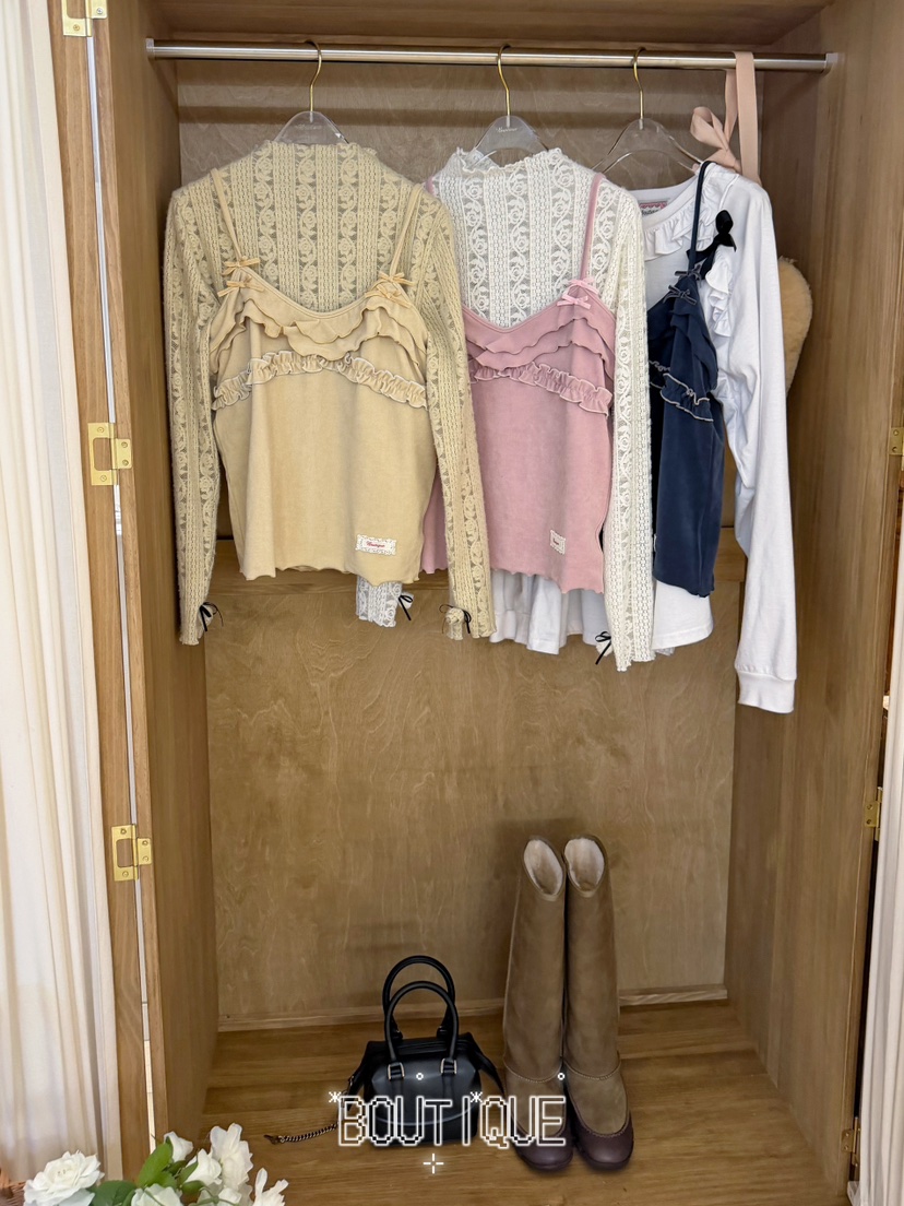BOUTIQUE-L東大門實拍26秋冬荷葉邊吊帶背心不含內搭木耳邊荷BOUTIQUE-L吊帶/背心