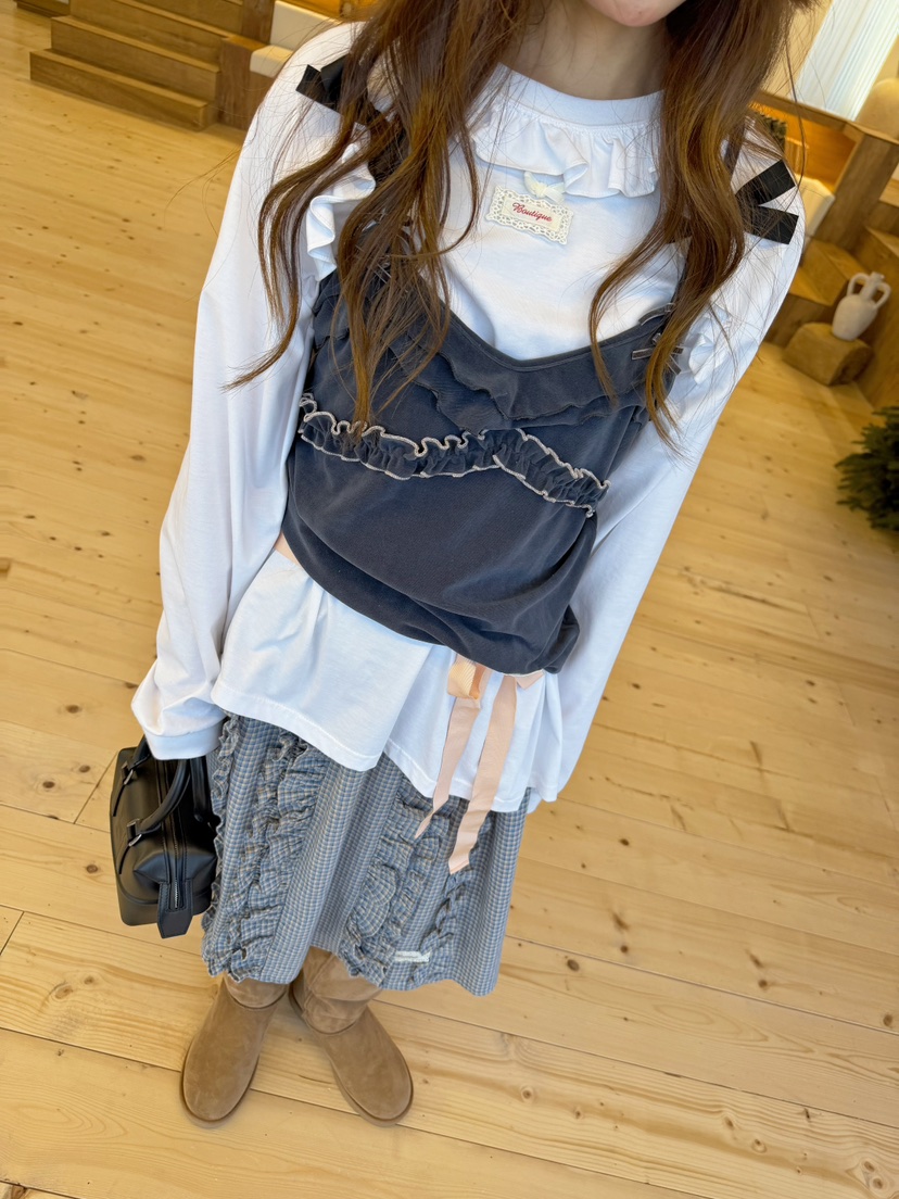 BOUTIQUE-L東大門實拍26秋冬荷葉邊吊帶背心不含內搭木耳邊荷BOUTIQUE-L吊帶/背心圖色3
