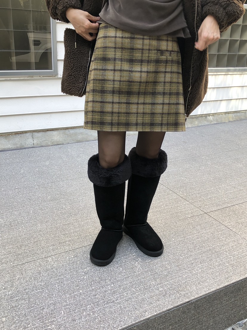 MURMUR東大門直郵26秋冬復古格紋A字短裙口袋MURMUR短裙
