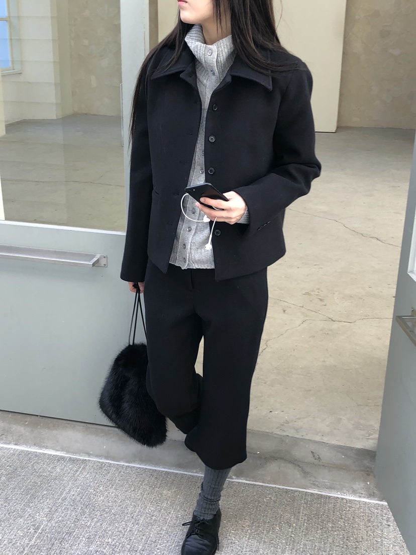 MURMUR東大門直郵26秋季七分闊腿通勤毛呢褲短褲口袋直筒紐扣MURMUR短褲