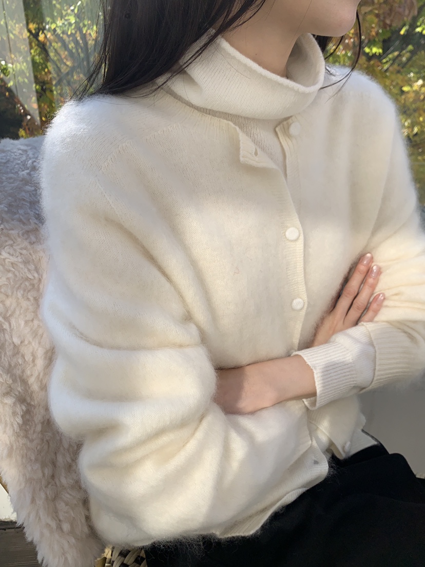 ATHEA韓國直郵26秋冬圓領單排扣毛絨針織開衫不含內搭單排扣圓ATHEA開衫